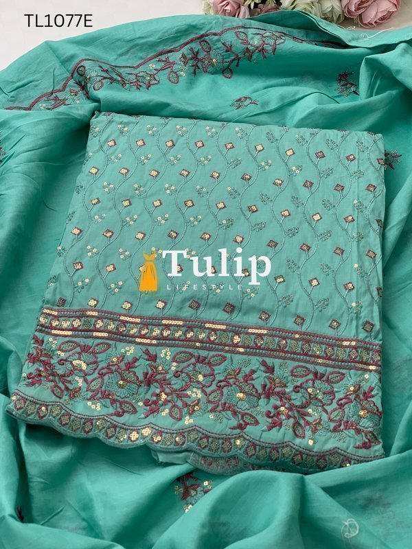 Premium Embroidered Cotton Dress - TL1077 Color image