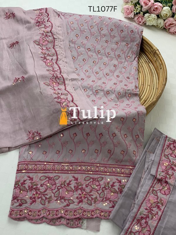 Premium Embroidered Cotton Dress - TL1077 Color image